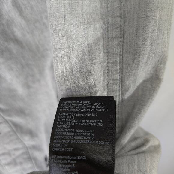 The North Face Shirt Mens Small Gray Campfire Print Slub Button Up Short Sleeve - Picture 10 of 10